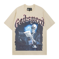 Joanshop Trendy Brand Export God&Speed Skull Letter Pattern Printed Short-Sleeved T-Shirt for Men and Women High Street Hip-Hop Half-Sleeve